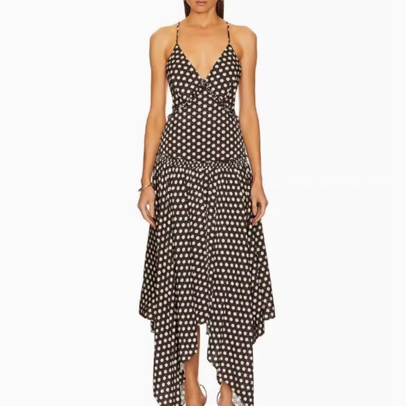COPY - L'Academie Vara Midi Dress - Chocolate Polka Dots - Picture 1 of 4